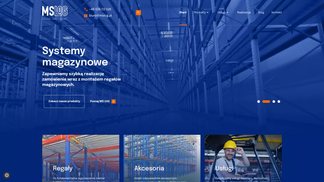 Regały magazynowe - MS LOG - podgląd